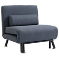 HOMCOM Single Sofa Chair Bed, Linen Fabric 3-in-1 Convertible Sleeper Chair with 5-Position Adjustable Backrest, 75cm Wide Seat, Pillow for Living Room, Bedroom, Black