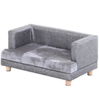 PawHut Dog Sofa Bed for Small-Sized Dogs, Elevated Pet Chair with PU Cover, Soft Cushion, Cat Couch Lounger with Anti-slip Legs - Grey