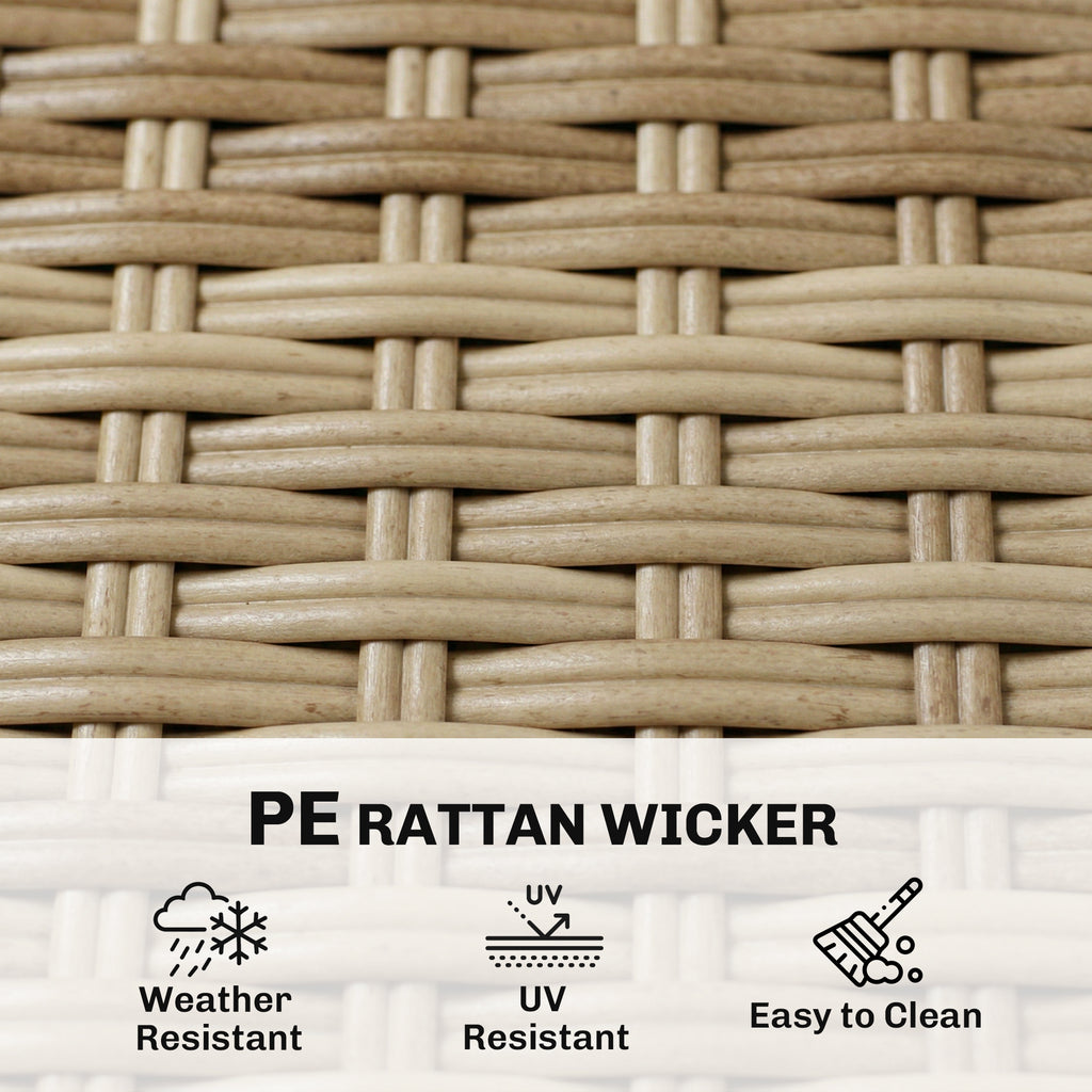 Outsunny 4 Seater Rattan Dining Set with Parasol, 6 Piece Garden Table and Stackable Chairs with Tempered Glass Tabletop