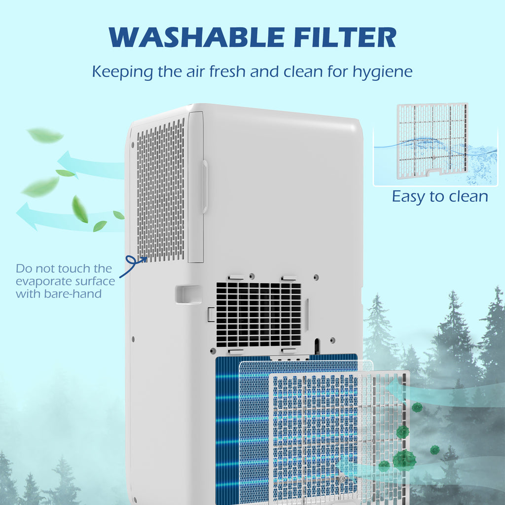 9,000 BTU Mobile Air Conditioner for Room up to 28m², with Dehumidifier, 24H Timer, Wheels, Window Mount Kit