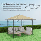 Outsunny 3 x 3(m) Gazebo Canopy Replacement Cover, Garden Gazebo Roof Replacement with Drain Holes, Water Resistant PVC Coating, 370g/?, UPF30+, TOP COVER ONLY, Beige