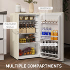 Under Counter Fridge, 91L Small Fridge with Chiller Box, Removable Shelf, Reversible Door, Adjustable Legs, Mini Refrigerator, Beige