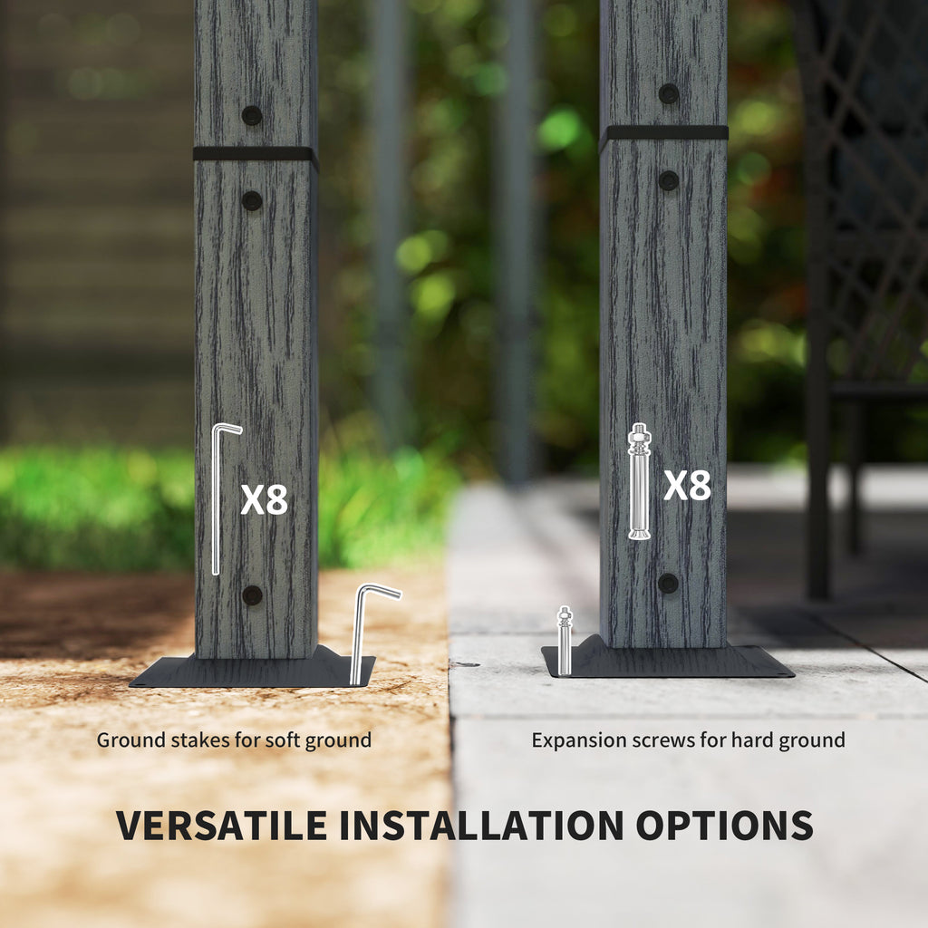 Outsunny 3 x 3 m Retractable Roof Pergola - Grey
