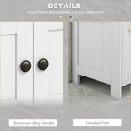kleankin Pedestal Under Sink Cabinet with Double Doors, Modern Bathroom Vanity Storage Unit with Shelves, White