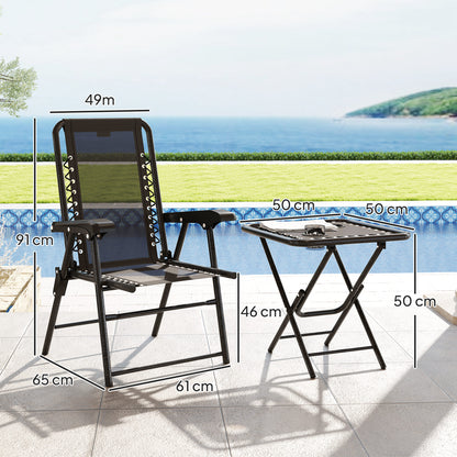 Outsunny Three-Piece Garden Table and Chair Set - Black