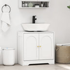 HOMCOM Under Sink Bathroom Cabinet with 2 Arch Doors - White