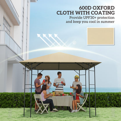 Outsunny 3 x 3(m) Gazebo Canopy Replacement Cover, Garden Gazebo Roof Replacement with Drain Holes, Water Resistant PVC Coating, 370g/?, UPF30+, TOP COVER ONLY, Beige