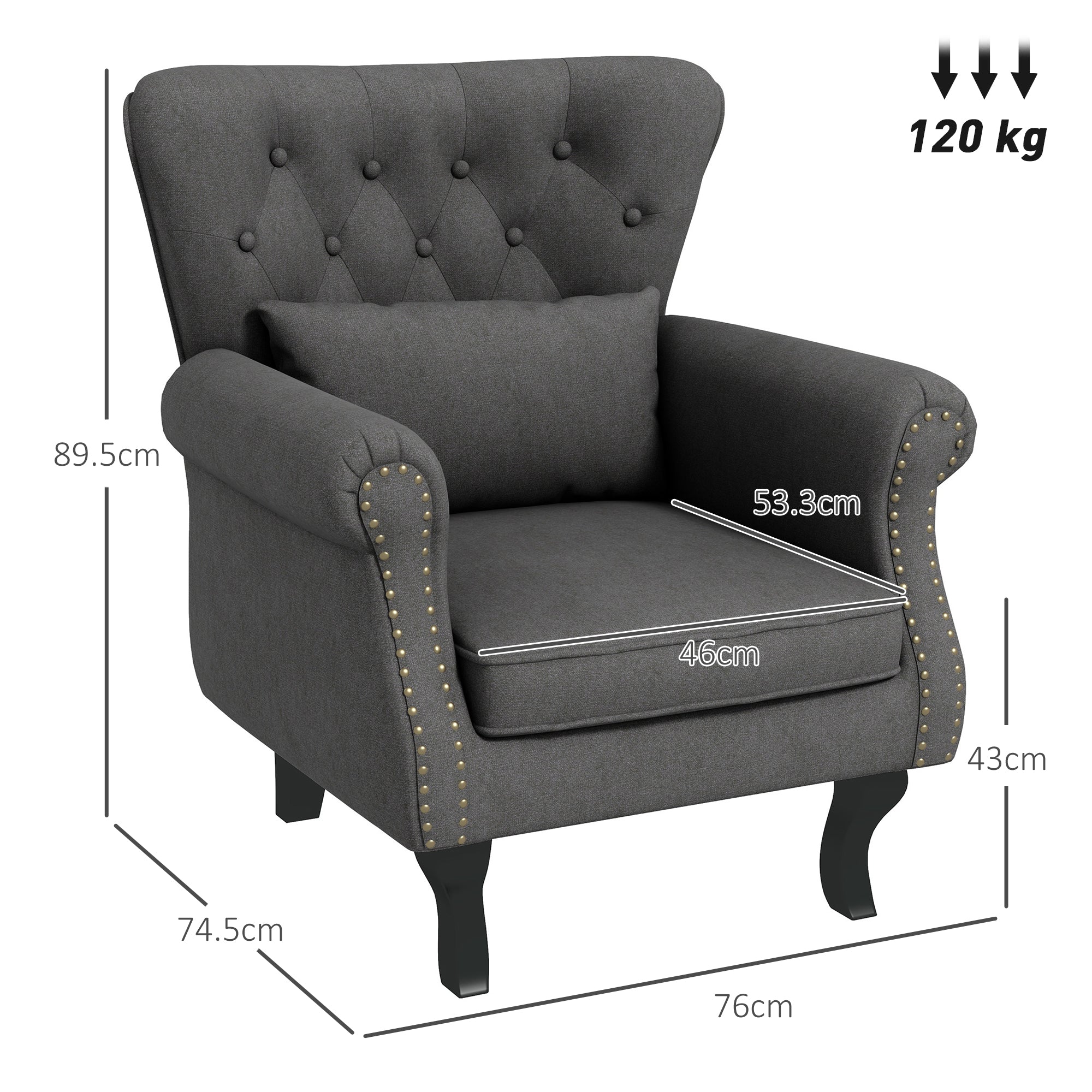 HOMCOM Chesterfield-Style Accent Chair - Grey