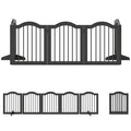 PawHut Wooden Foldable Dog Gate Panel Pet Fence Freestanding Safety Barrier for the House, Doorway, Stairs (Black)