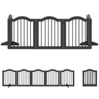 PawHut Wooden Foldable Dog Gate Panel Pet Fence Freestanding Safety Barrier for the House, Doorway, Stairs (Black)