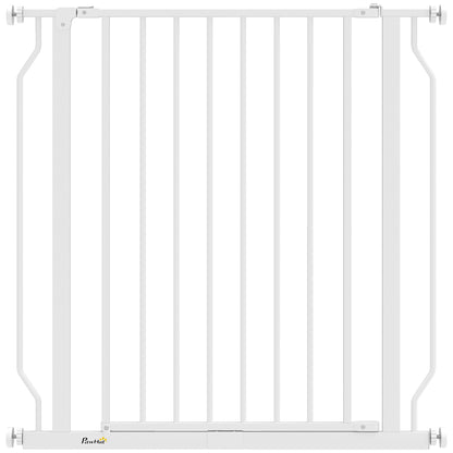 PawHut Extra Wide Dog Gate, with Door Pressure, for Doorways, Hallways, Staircases - White