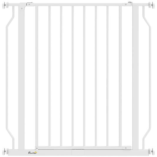 PawHut Extra Wide Dog Gate, with Door Pressure, for Doorways, Hallways, Staircases - White