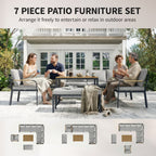 Outsunny 7 Seater Garden Furniture Set, Metal Garden Sofa Set with Cushions, Outdoor Furniture Conversation Sets, Light Grey
