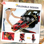 PawHut Dog Pram, Pet Stroller with Reflective Strips, Foldable Cat Stroller with 360° Swivel Wheels, Red