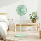 40 cm Standing Fan, Cooling Floor Fan with 80° Oscillating, Adjustable Tilt and Height, 4 Speed, Remote Control, Green
