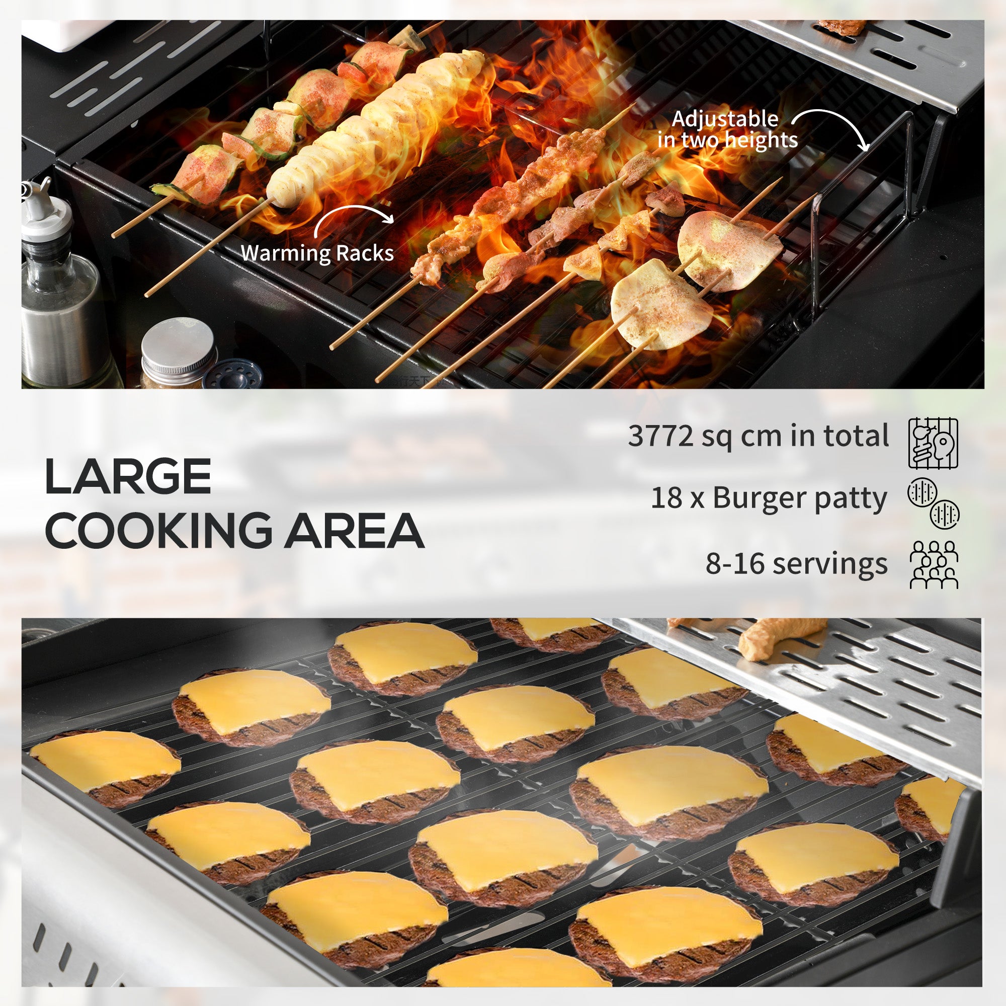 Outsunny Dual Fuel BBQ Grill - Black