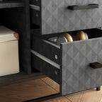 HOMCOM Sideboard with Adjustable Shelf, Freestanding Sideboard Storage Cabinet with Open Compartment and 2 Drawers, Grey