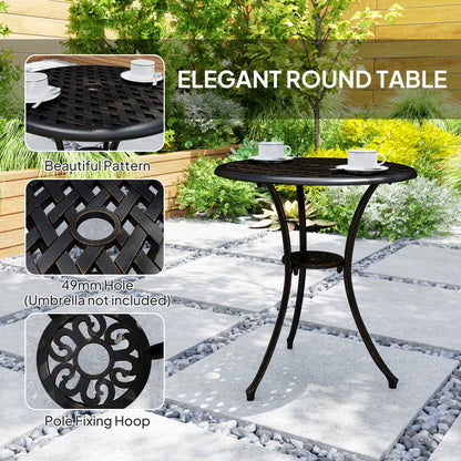 Outsunny 3 Pieces Garden Dining Set for 2, Cast Aluminium Outdoor Dining Set with 2 Armchairs and Round Dining Table with Parasol Hole, Garden Furniture Bistro Set, Bronze Tone