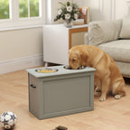 PawHut Raised Dog Bowls, with Storage, Two Stainless Steel Bowls, Elevated Base - Grey