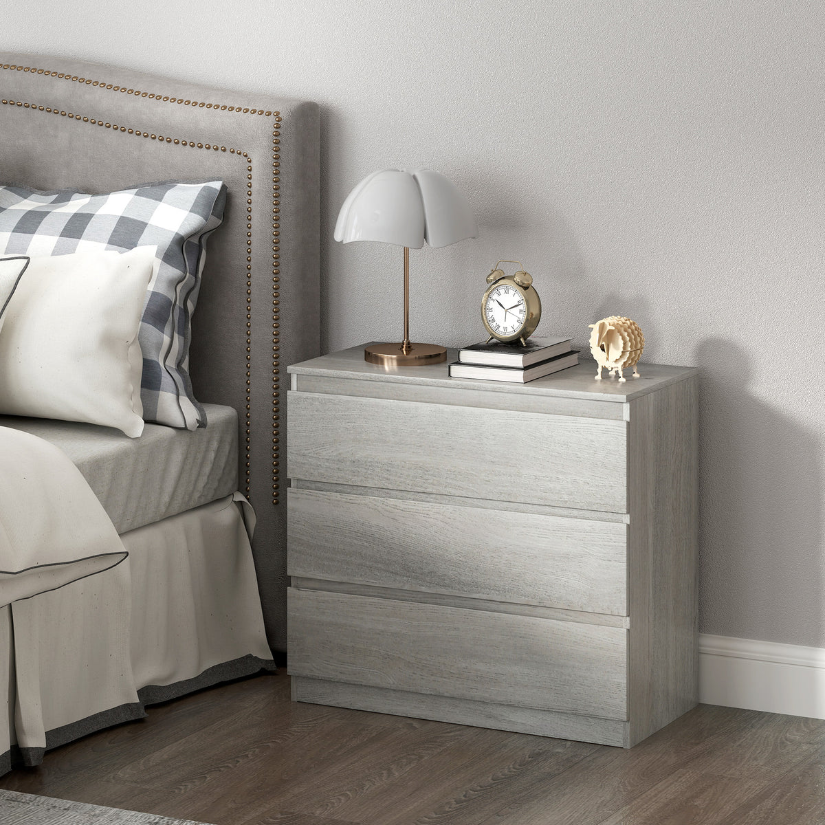 Chest of Three Drawers - Grey Wood Effect