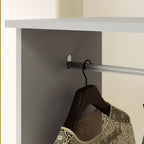 Open Wardrobe on Wheels, Bedroom Wardrobe with Clothes Hanging Rail, 3 Storage Shelves, Mobile Garment Rack for Cloakroom, Hallway, Grey