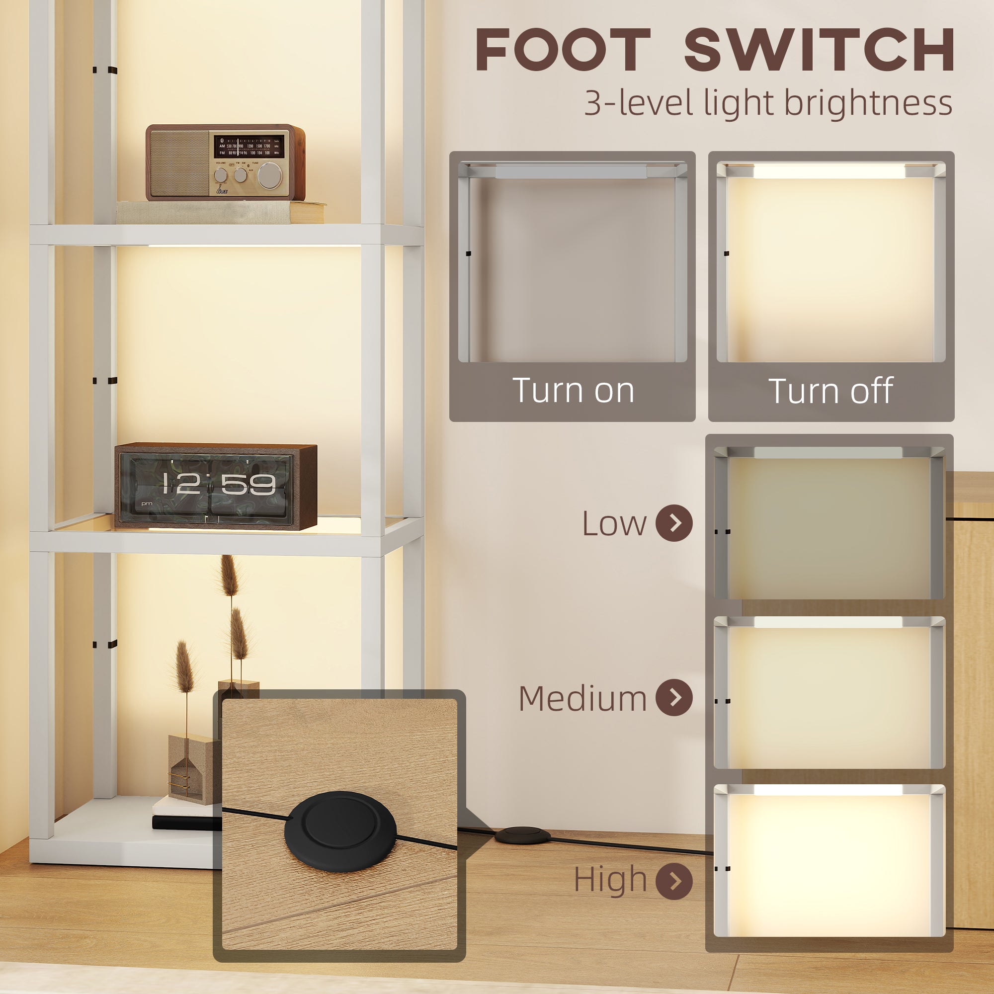 Four-Shelf Floor Lamp - Grey