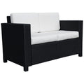 Outsunny Rattan Sofa, 2 Seater Garden Furniture with Soft Padded Cushion and Armrests, Wicker Garden Loveseat for Patio, Black