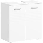 kleankin Under Sink Cabinet, Bathroom Vanity Unit, Pedestal Under Sink Design, Storage Cupboard with Adjustable Shelf, High Gloss, White