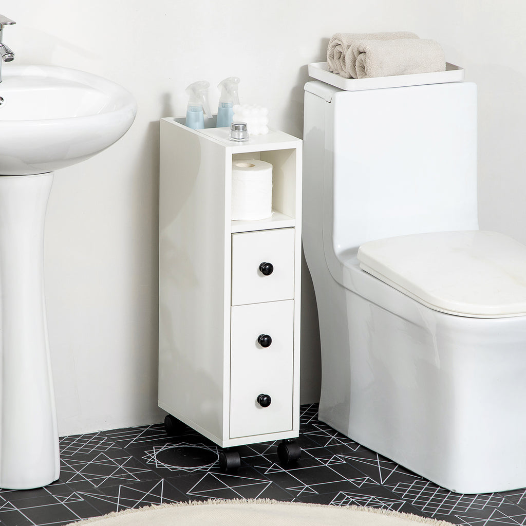 kleankin Slimline Bathroom Storage Cabinet - White