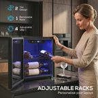 12 Bottle Wine Cooler, 36 Litre Capacity, 4-16°C Tabletop Drinks Wine Fridge with Glass Door, LED Light, Black
