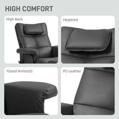 Faux Leather Massage Recliner Chair, with Storage Ottoman - Black