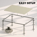 Outsunny 3 x 2 m Lean to Garden Pergola, Metal Frame Gazebo Pergola with UPF30+ Protection, Sloped Roof, Drainage Holes, Cream