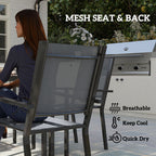Outsunny 7 Piece Garden Dining Set, Outdoor Furniture Set with 6 Stackable Chairs and 150 cm Rectangle Table, WPC Slatted Top, Rust-Resistant Steel Frame, for Garden, Porch, Terrace