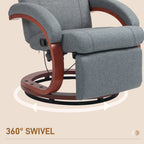 HOMCOM 135° Manual Reclining Swivel Chair, with Footrest - Grey