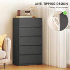 HOMCOM Chest of Drawers, 5-Drawer Storage Cabinets, Modern Dresser, Storage Drawer Unit for Bedroom
