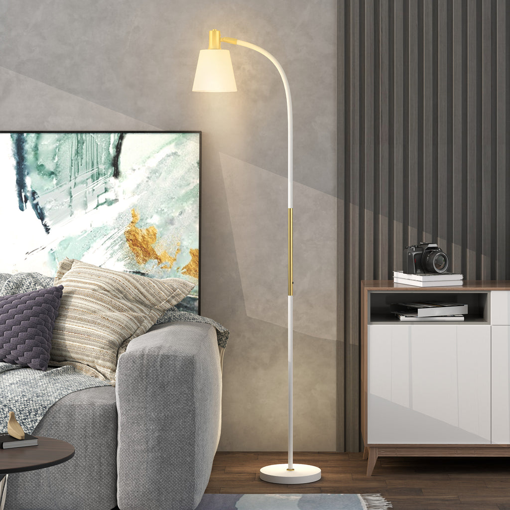 Floor Lamp for Living Room, Spotlight Reading Standing Lamp with Adjustable Height, Rocker on/off Switch, Indoor Task Lighting for Bedroom, Office,  White (Bulb not Included)