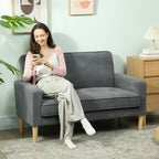 HOMCOM Two-Seater Velvet-Feel Sofa - Grey