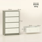 HOMCOM Chest of Drawers, Dresser with 4 Fabric Drawers - White and Grey