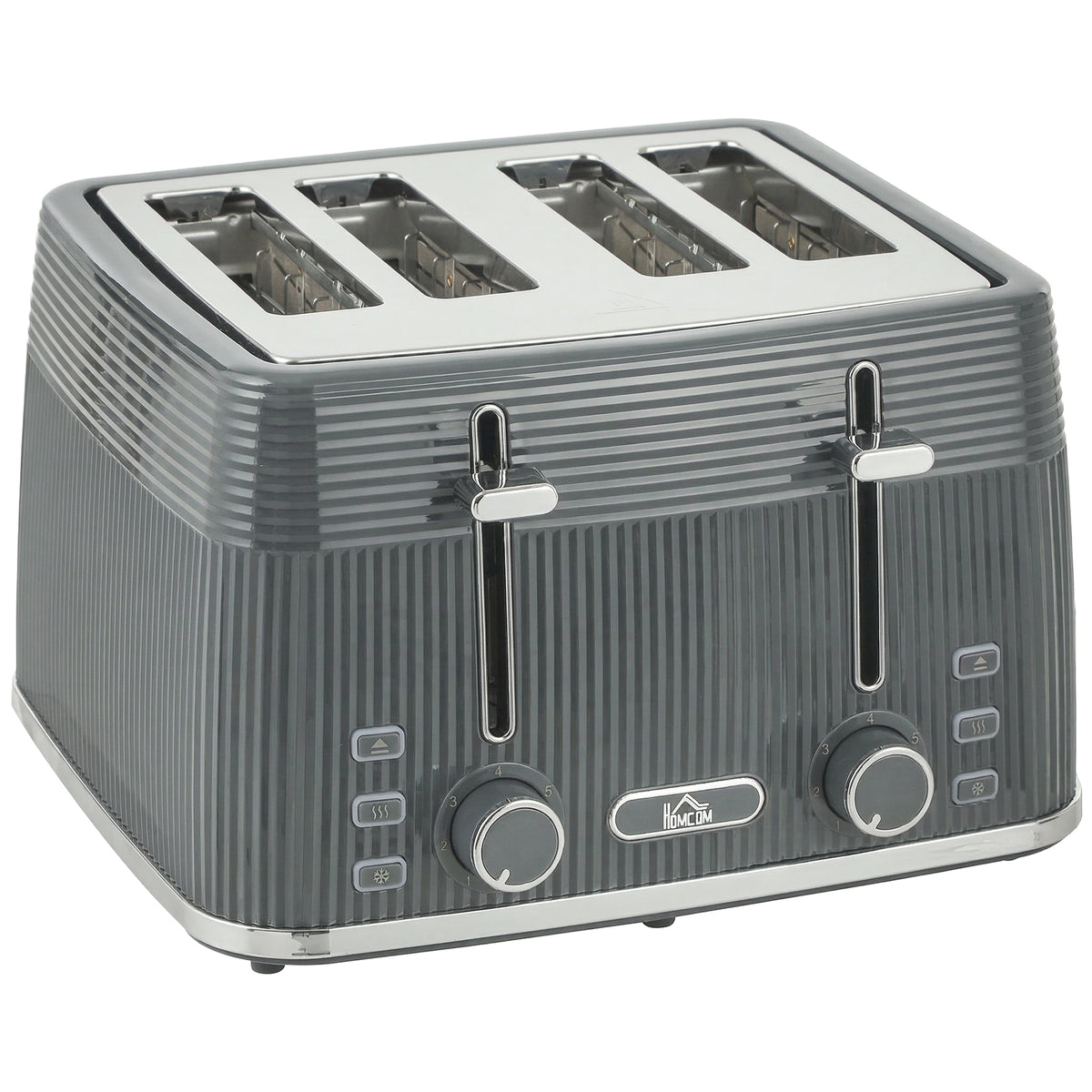 4 Slice Toaster with 7 Browning Levels, Bread Toaster with Removable Crumb Tray, Grey