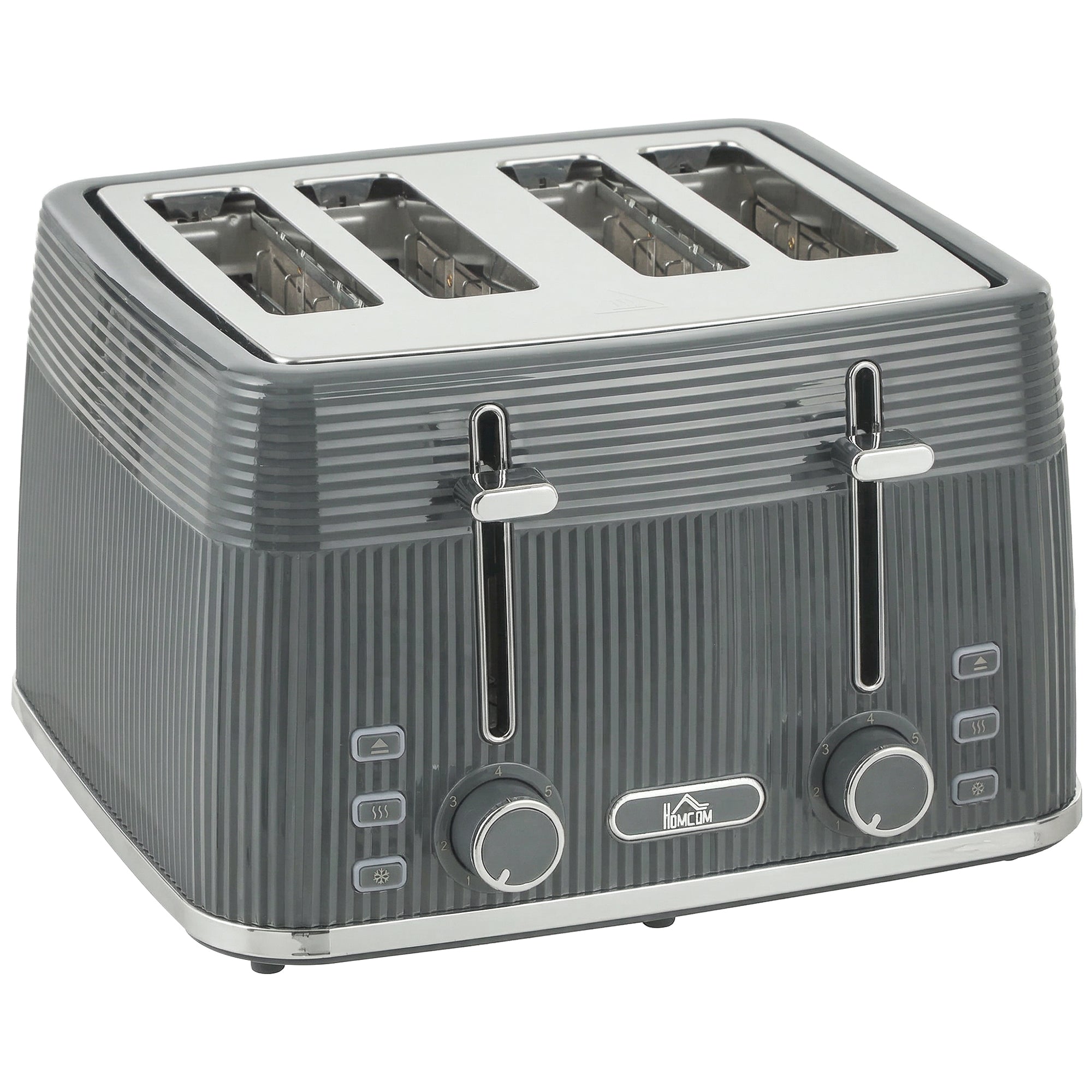 4 Slice Toaster with 7 Browning Levels, Bread Toaster with Removable Crumb Tray, Grey