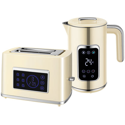 Touch Screen Kettle and Toaster Set - Cream