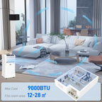 9000 BTU Air Conditioning Unit, 3-in-1 Portable Air Conditioner, Dehumidifier, Cooling Fan with Remote Control, Digital Display, 2 Speeds, 24H Timer, Window Venting Kit, 28m²