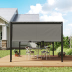 Outsunny 3 X 3 Meters Pergola with Sliding Roof, Garden Gazebo with Adjustable Sun Shade Canopy and Steel Frame, Charcoal Grey