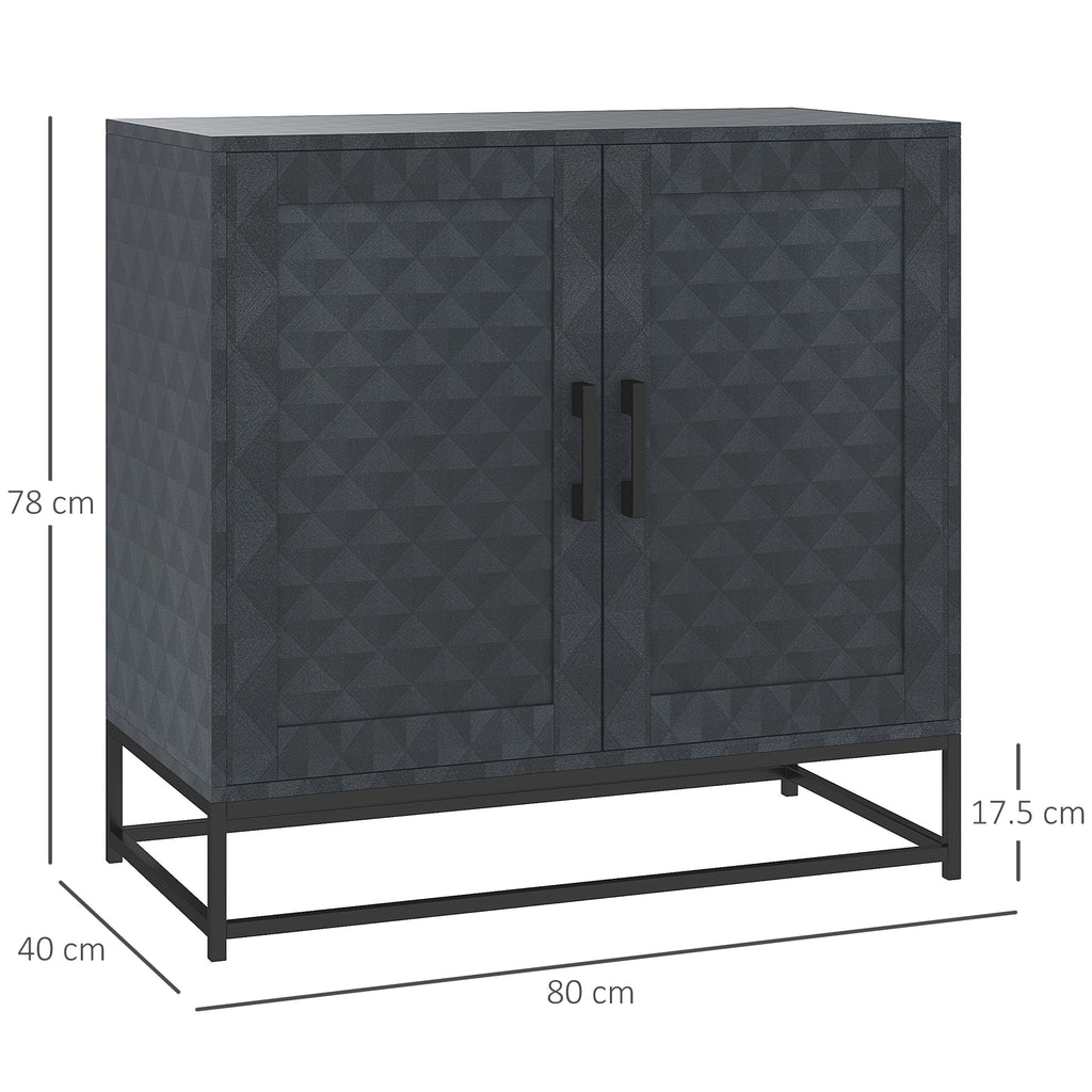 HOMCOM Modern Sideboard, Freestanding Sideboard Storage Cabinet with Adjustable Shelf and 2 Doors for Living Room, Black