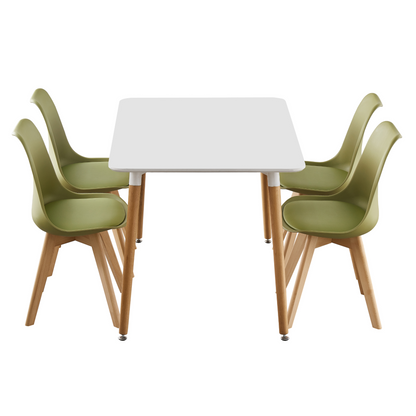 5PCs Dining Set - White Halo Dining Table & Set of 4 Lorenzo Tulip Dining Chairs