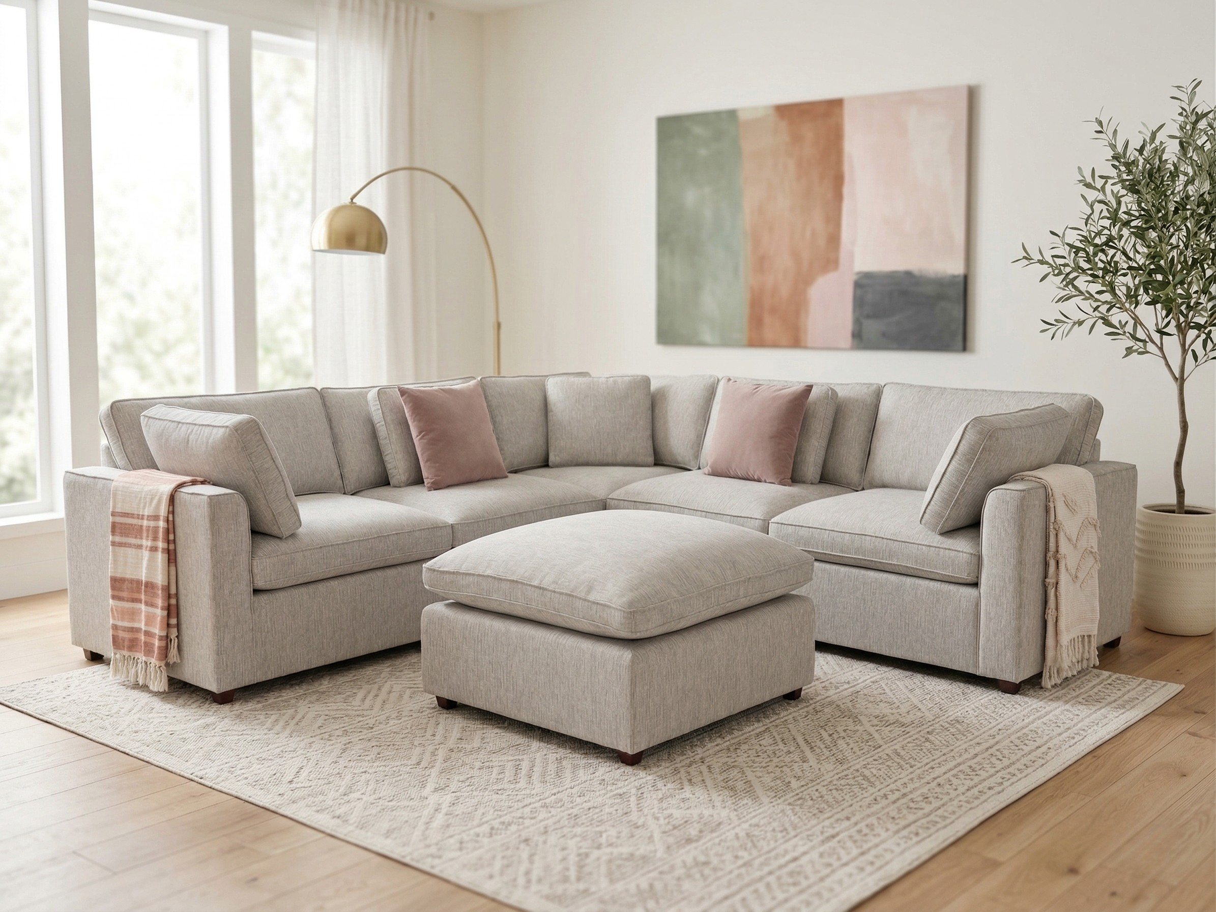 Santorini Sofa Grey Large Corner with Footstool