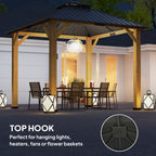 Outsunny 3x(3)M Outdoor Hardtop Gazebo Canopy with 2-Tier Roof and Solid Wood Frame, Outdoor Patio Shelter for Patio, Garden, Grey