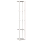 RGB LED Floor Lamp with Shelves, Modern Dimmable Standing Lamp with Remote Control, Adjustable Brightness & Speed for Living Room, Bedroom, Office, White