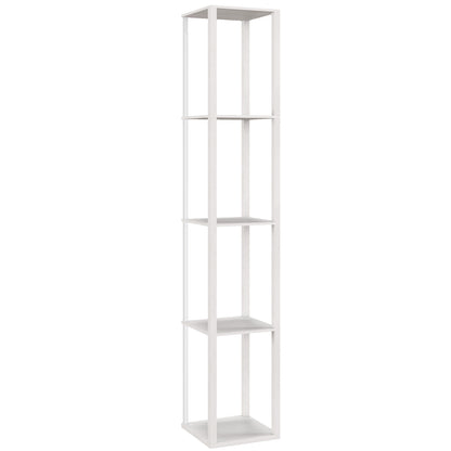 RGB LED Floor Lamp with Shelves, Modern Dimmable Standing Lamp with Remote Control, Adjustable Brightness & Speed for Living Room, Bedroom, Office, White