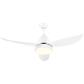 Modern Ceiling Fan with Light, 48-Inch White Small Fans for Bedroom Indoor, Reversible Flush Mount Low Profile Ceiling Light with Remote Control, 3 Blades, 6 Speeds, Timer